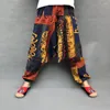 Pantaloni da uomo Pantaloni Stampa etnica Cavallo largo Harem allentato Regali di moda retrò Casual Lino di cotone estivo