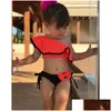 Two-Pieces Sfit Summer Baby Girls Bikini Set Two Pieces Swimsuit Family Matching Mother Swimwear Beach Ruffle Bow Costume Bathing Su Otuzg