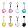 Anéis de botão de sino de umbigo 1 peça de coração anel de umbigo moda cristal multicolorido piercing de umbigo aço cirúrgico Cz lindo anel de barriga feminino joias corporais YQ240125