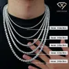 2-6mm women men hiphop 925 silver cluster iced out vvs gra certified diamond mossanite moissanite jewelry necklace tennis chain