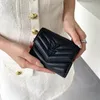 Designer fashion wallet Men's and women's leather luxury sheepskin triple fold money clip Lightweight Doka solid color storage bag