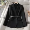 Costumes pour femmes Femmes Blazer 2024 Automne Hiver Manches longues Slim Doublure Casual Travail Bureau Vêtements d'extérieur Dames Femme Veste Manteau Tops