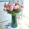 Faux blommor grönare 60 cm rose konstgjorda blommor 3 huvuden rosa vita pioner siden blommor bröllop trädgård dekoration falsk blomma bukett pion färg yq240125