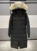 Damen-Daunenjacke, Designer-kanadische Modemarke Gooses, lange Mäntel, große Tasche, Pelzkragen, Thermo-Oberteil, weiblich, Herbst und Winter, großer Kleidungsmantel, 95