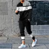 Survêtements pour hommes 3D Imprimer Stripe Manches longues Mans Costume T-shirt 2 pièces Ensemble Streetwear Casual Survêtement Mâle Surdimensionné Tops Basketball Sweatpant T240126
