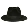 Vintage Classic Felt Jazz Fedoras Şapkaları Büyük Brim Cloche Kovboy Panama Kadın Erkekler Siyah Kırmızı Trilby Derby Bowler Top Hat 240124