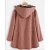 Vestes pour femmes automne et hiver manteau à carreaux bouton solide à capuche