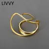 Band Rings Livvy Silver Color Party Ring New Fashion Double-Layer Glossy Ring Smycken för kvinnor Storlek Justerbar 2021 Trend 240125