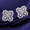 Bijoux fins femmes poire coupe Moissanite 10k or blanc boucle d'oreille fleur forme bijoux boucles d'oreilles Def Moissanite boucles d'oreilles