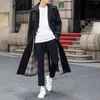 Mäns jackor Mens Long Casual Coat Genderless 2024 Autumn Winter Fashion British Style Temperament Slim Retro Solid Color Jacket unisex