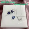 Sterling sier brincos 2024 inverno novo presente de natal azul herbário cluster colar feminino jóias originais