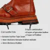 Bottines en cuir naturel faites à la main pour hommes, chaussures rétro de haute qualité, grande taille, printemps-automne, P25D50