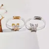 Pierścienie zespołowe nowe słodkie modne damskie moda Niewidzialna przezroczysta linia mosiężna pierścionek ładny motyl cyrkon biżuteria
