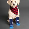 Ropa para perros 2 pares Protectores de calcetines para mascotas para perros pequeños Algodón resistente al desgaste Reemplazable Lavable Compacto Transpirable Portátil Adorable