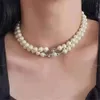 Designer Viviane Westwoods Viviennr Empress Dowager Saturn Double Layered Pearl Magnetic Buckle Necklace for Women with High Grade Sensation Layered Strap and Mul