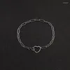 Charme pulseiras 5 pçs/lote longa cruz corrente coração de aço inoxidável para mulheres atacado