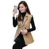 Veste en cuir de mouton pour femmes, longue et à la mode, sans manches, à lacets, coupe cintrée, gilet polyvalent