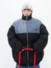 Женские тренчи с цветными блоками и воротником-стойкой, утепленная хлопковая куртка на 2024 год, зимняя свободная одежда Bf, пальто американского модного бренда