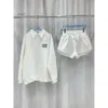 miui miui hoodie Nieuwe modieuze volledige diamant casual flip kraag hoodie + rechte buis elastische taille shorts set