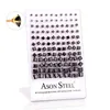 Charm Asonsteel 60 paires/lot vente en gros 38mm carré cubique zircone en acier inoxydable boucles d'oreilles hypoallergéniques multi couleur fournisseur en vrac