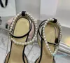 デザイナー - ヒールズパールバックルアンクルストラップ装飾された9.5 cm高ポイントトーツスティレットヒールポンプ靴女性用豪華なデザイナー工場靴