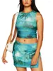 Rokken Zomer Tweedelige outfits voor dames Mouwloze tube-top roksets Sexy wrap streetwear party club strand (60-blauw M)