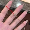 Braccialetti con ciondoli Bracciale a catena in corda rossa con piccoli zirconi francesi da 17,5 cm, regalo per gli amici