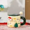 Muggar julklapp mugg för flickor kreativa jultomten keramisk kaffekopp söt tecknad handmålade par hem dryck vatten koppar