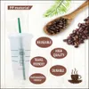 601-700ml Zwart Wit Met Temperatuurmokken Strobeker Met Deksel Waterbeker Plastic Tumbler Matte Melk Thee Koffiedrankbeker 240124