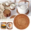 Sottopiatti pratici di forma rotonda, diametro 20 cm, in rattan naturale, per bevande, caffè, tazze da tè, per feste in cucina, ufficio domestico