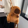 Schultaschen, süßer Mädchen-Plüsch-brauner Rucksack, weiche weibliche Schulter-Umhängetasche, Geschenke für Freundin, Kawaii Capybara-Reise, kleiner Rucksack