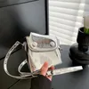 Evening Bags Small Square Shoulderbag Women's Fashion Mini Twist Bag Laser Messenger Silver And Gold Color Phone