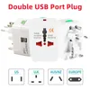 Adaptateur universel de port 110V 240V 2USB, prise de conversion multifonction UE UK US AU pour voyage, chargeur de courant alternatif, prise de convertisseur 6A 240126