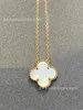 Originale 1to1 Van C-A trifoglio Collana a quattro fiori singoli per donna CNC squisita fritillaria bianca versione alta argento pendente in giada oro spesso 18 caratiP9BO