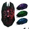 Möss ZK20 Colorf LED Computer Gaming Mouse Professional Tra-exakt för DOTA 2 LOL Gamer Ergonomic 2400 dpi USB Wired Drop Delivery Co otifn