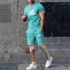 Tracki męskie Summer Mody Osobowość 3D Prosta swoboda T-shirt + krótki sport