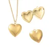 Pendant Necklaces 2PCS Stainless Steel Heart Shaped Jewelry Gift DIY Necklace Po Picture Locket Frames