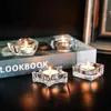 2PCS Candle Holders European Small Glass Candle Holder Night Tea Light Bar Home Candlesticks Creative Decor