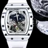 Luxury Watch Automatic Active Tourbillon Mechanical Leisure Fully Men Ceramic Black Rm57-01 White and Red Dragon