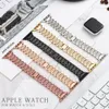 For Apple Watch Band 38mm 40mm 41mm Series 9 8 7 6 5 4 3 2 1 SE Ultra for Women Bling Replacement iWatch Bracelet Sparkle Diamond Stainless Steel Wristband Strap