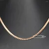 Anhänger Halsketten Damen Mädchen 4mm Twisted Chain Halskette 585 Roségold Farbe Fischgrätenglied 20 Zoll 24 Zoll Party Schmuck Geschenke HCN53A