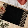 Carpets Jute Area Rugs 2x3ft Natural Fibre Black Rectangular Leather Handwoven Carpet