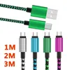 Тип C, 3-футовый змеиный плетеный USB-кабель для зарядки, линия передачи данных, металлическая вилка для зарядки для Samsung Note 20 S9 Plus, 1 м2 м3 м