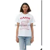 Camiseta para mujer 23SS Summer Women Designer T Shirt Beach Tees Versátil Frutas Dibujos animados Gato Impresión Blanco Cuello redondo Casual Chorlito Shor DHD1Q