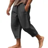 Men's Pants Plus Size Summer Harem Men Short Joggers Cotton Linen Style Calf-Length Casual Baggy Male Capris Trousers