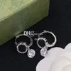 Brev gyllene kopparörhängen Rhinestone Crystal dinglar örhängen 18K pläterade örhängen Top Studs smycken med presentförpackning