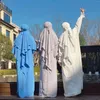 Vêtements ethniques Ramadan Eid Abaya Khimar Ensemble 2 pièces Jilbabs pour femmes Crêpe Prière musulmane Longue Robe Hijab Tenue islamique Jilbab Niqab