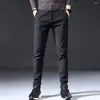 Men's Suits Solid Color Men Casual Trousers Formal Business Style Straight Pants With Mid Waist Full Length For Comfort