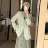 Garnitury damskie unxx luksusowy zielony blezer dla drobnych kobiet 2024 wiosna/jesienna koreańska luźna kurtka dla dziewczynki żeńska płaszcz