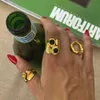 Anéis de banda Uworld Luxo Inoxidável Stee Cambered Anel de Abertura Irregular para Mulheres À Prova D 'Água Jóias Declaração Metal Gala Ring Party Gift 240125